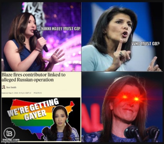 Nikki Haley must Go! Who must Go? | image tagged in nikki haley,lauren chen,russia,politics,memes | made w/ Imgflip meme maker