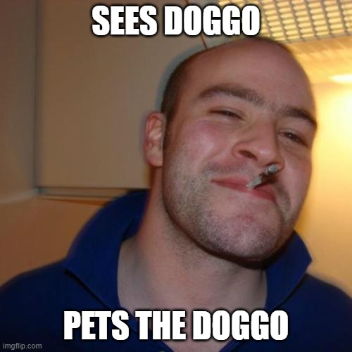 Good Guy Greg | SEES DOGGO; PETS THE DOGGO | image tagged in memes,good guy greg | made w/ Imgflip meme maker