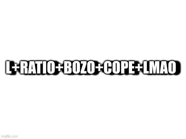 L+RATIO+BOZO+COPE+LMAO L+RATIO+BOZO+COPE+LMAO | made w/ Imgflip meme maker