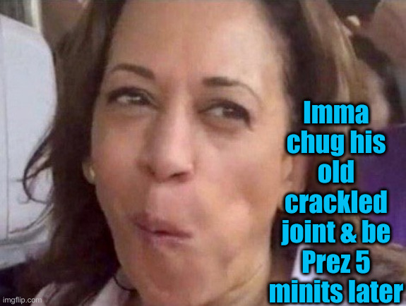 Kamala Harris | Imma chug his old crackled joint & be Prez 5 minits later | image tagged in kamala harris | made w/ Imgflip meme maker