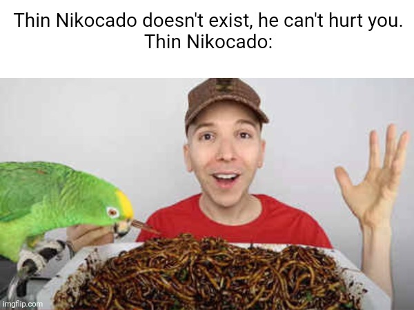 Bro pulled off one of the biggest villain arcs in history | Thin Nikocado doesn't exist, he can't hurt you.
Thin Nikocado: | image tagged in fat,nikocado avocado,skinny,memes | made w/ Imgflip meme maker