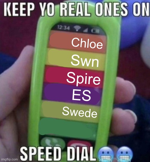 keep yo real ones on speed dial | Chloe; Swn; Spire; ES; Swede | image tagged in keep yo real ones on speed dial | made w/ Imgflip meme maker