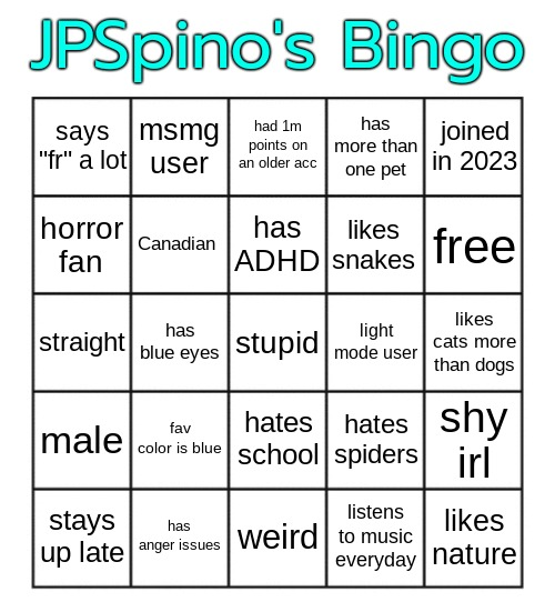 JPSpino's bingo Blank Meme Template