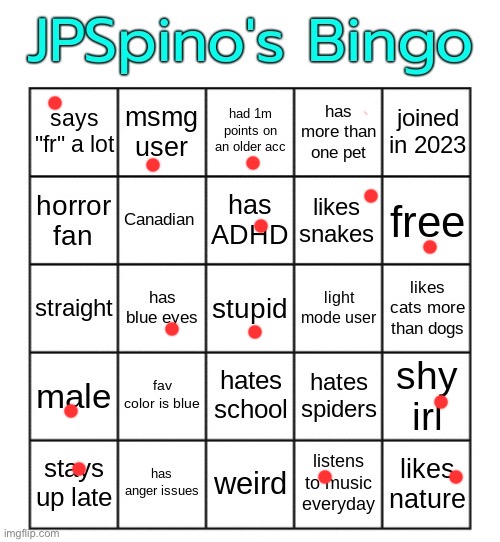 JPSpino's bingo | image tagged in jpspino's bingo | made w/ Imgflip meme maker