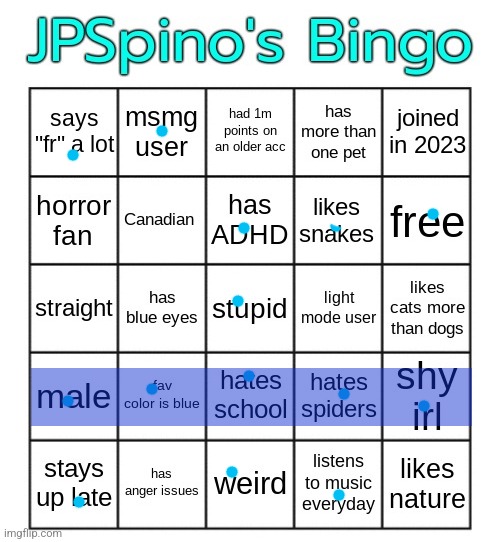 JPSpino's bingo | image tagged in jpspino's bingo | made w/ Imgflip meme maker