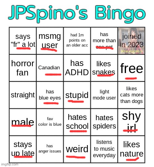 JPSpino's bingo | image tagged in jpspino's bingo | made w/ Imgflip meme maker