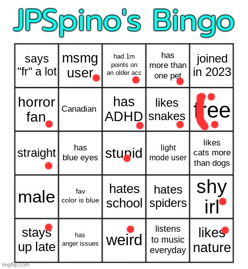 JPSpino's bingo | image tagged in jpspino's bingo | made w/ Imgflip meme maker