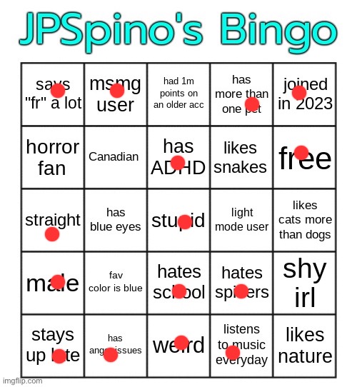 JPSpino's bingo | image tagged in jpspino's bingo | made w/ Imgflip meme maker