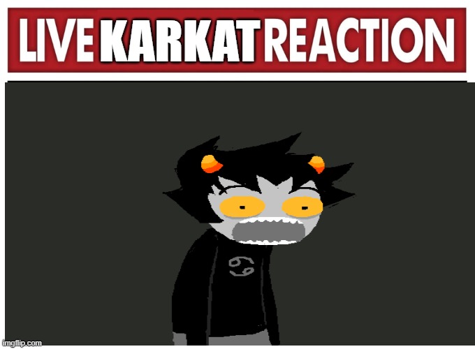 when the boss chooses to oneshot you: | KARKAT | image tagged in meme,homestuck,live reaction | made w/ Imgflip meme maker