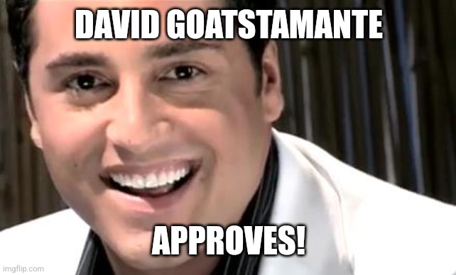 David Bustamante | DAVID GOATSTAMANTE APPROVES! | image tagged in david bustamante | made w/ Imgflip meme maker