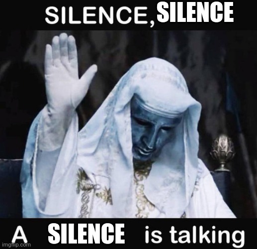 Silence X, a Y is talking | SILENCE SILENCE | image tagged in silence x a y is talking | made w/ Imgflip meme maker