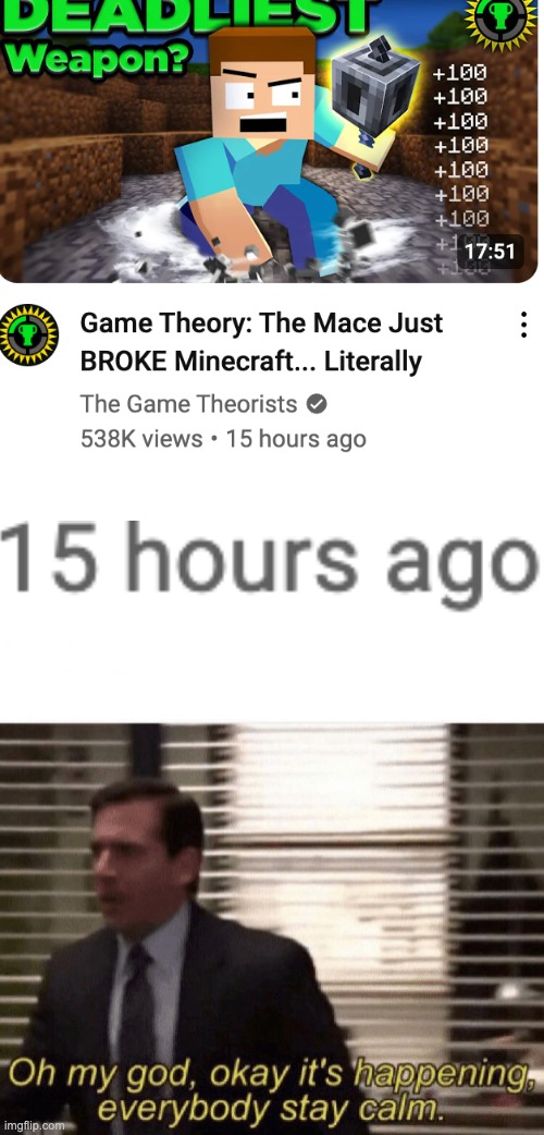 matpat is back lets go | image tagged in oh my god okay it's happening everybody stay calm | made w/ Imgflip meme maker