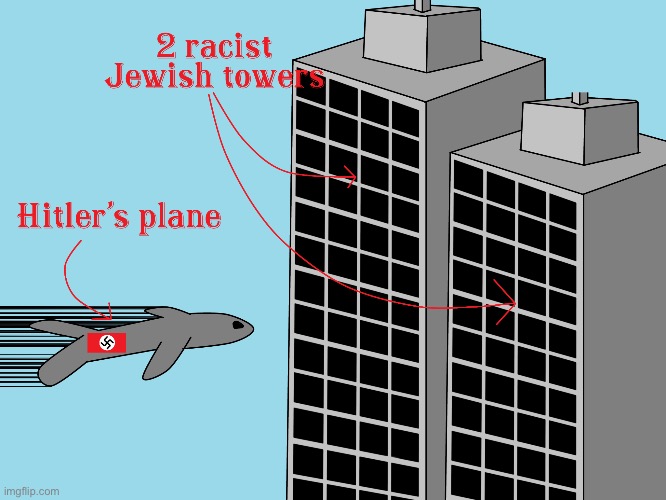 Cursed nazi plane flying towards jewish towers | made w/ Imgflip meme maker