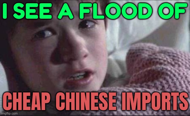 I See A Flood Of Cheap Chinese Imports | I SEE A FLOOD OF; CHEAP CHINESE IMPORTS | image tagged in memes,i see dead people,made in china,chinese,china,trade | made w/ Imgflip meme maker