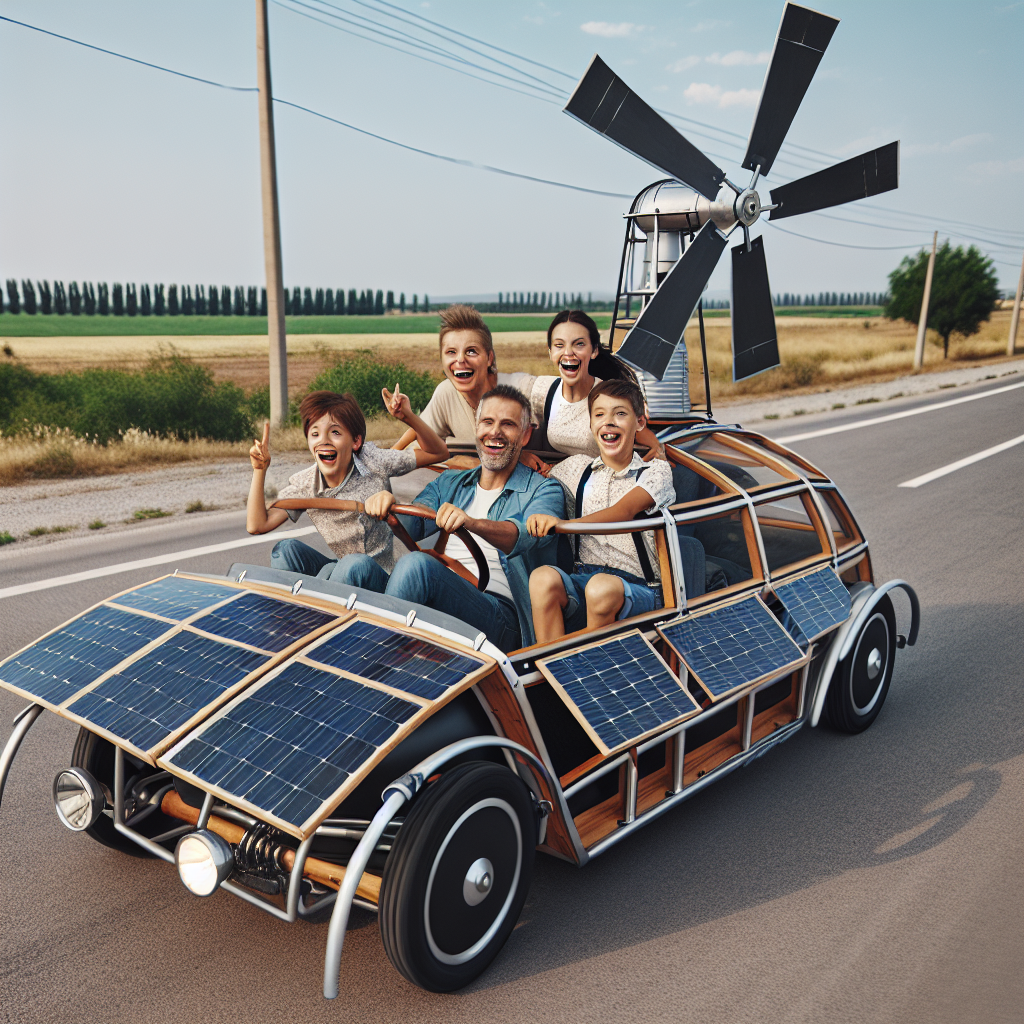 automobile powered by solar panels and windmill Blank Meme Template