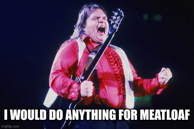 meatloaf | I WOULD DO ANYTHING FOR MEATLOAF | image tagged in meatloaf | made w/ Imgflip meme maker