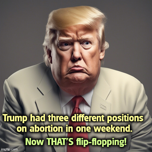 FLIP-FLOPPER! | Now THAT'S flip-flopping! Trump had three different positions 
on abortion in one weekend. | image tagged in trump,abortion,flip flops,confusion,weakness | made w/ Imgflip meme maker