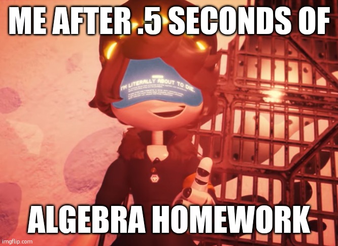 fr | ME AFTER .5 SECONDS OF; ALGEBRA HOMEWORK | image tagged in i am literally about to die | made w/ Imgflip meme maker