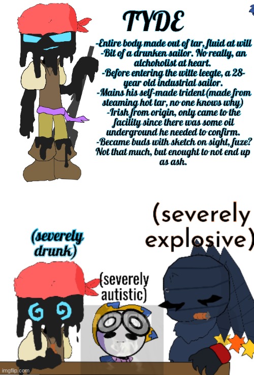 I made a trio by accident (yes, your seeing it right, new OC :D) | image tagged in he do be a pirate though | made w/ Imgflip meme maker