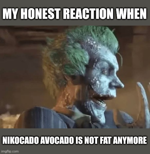 oh shi | MY HONEST REACTION WHEN; NIKOCADO AVOCADO IS NOT FAT ANYMORE | image tagged in jonkler,nikocado avocado,weight loss,omaygot | made w/ Imgflip meme maker