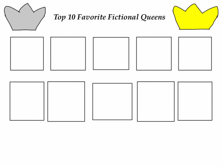 High Quality 10 favorite fictional queens Blank Meme Template