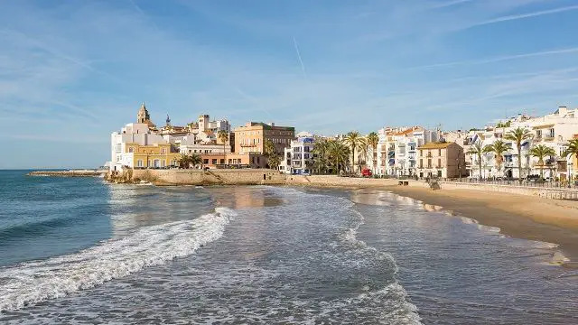 Sitges Beach, near Barcelona, Catalunya Blank Meme Template