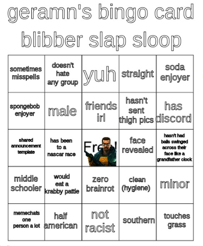 german's bingo Blank Meme Template