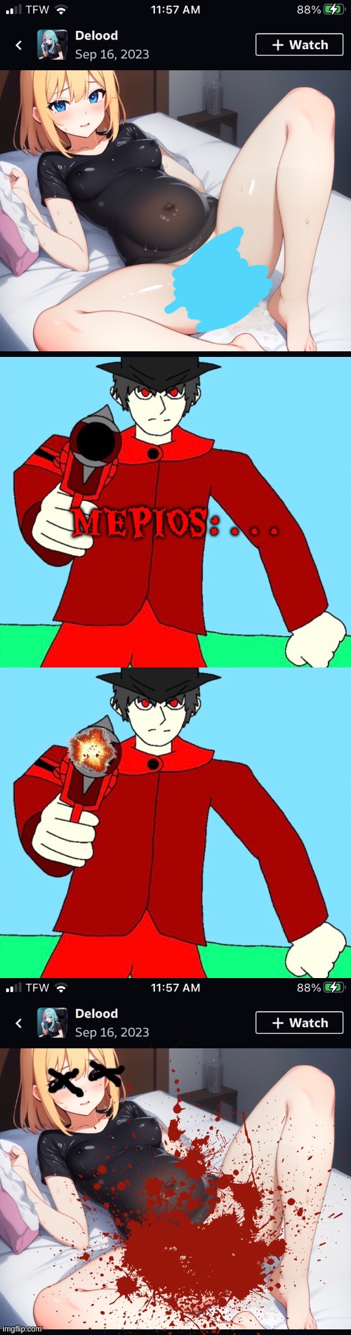 Mepios kills an anime girl Blank Meme Template