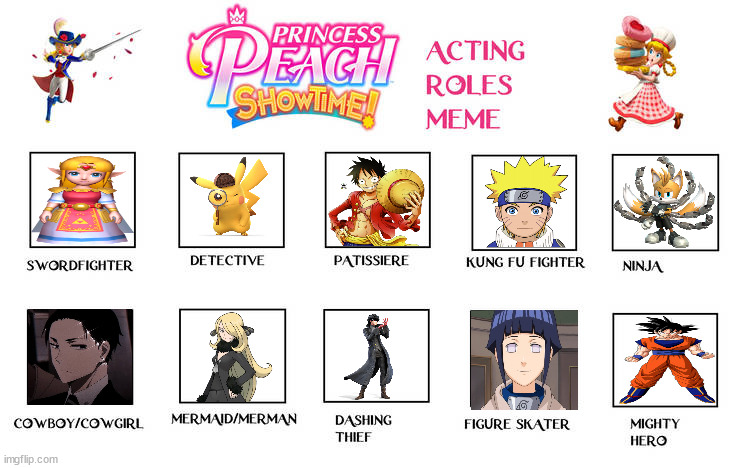 princess peach showtime acting roles meme | image tagged in princess peach showtime acting roles meme,videogames,princess peach,super mario bros,nintendo switch,casting couch | made w/ Imgflip meme maker