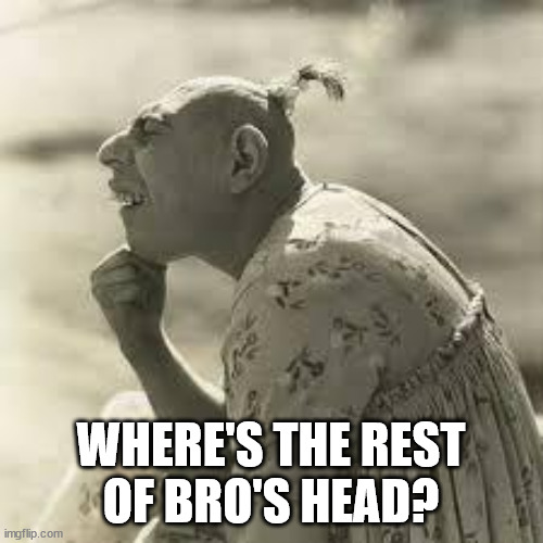 pinhead,thinker | WHERE'S THE REST
OF BRO'S HEAD? | image tagged in pinhead thinker | made w/ Imgflip meme maker