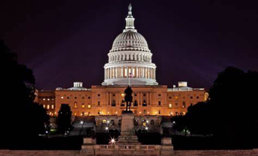 US Capitol Building at night Blank Meme Template