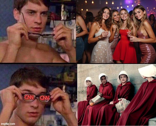 CNN glasses four girls | image tagged in cnn glasses | made w/ Imgflip meme maker