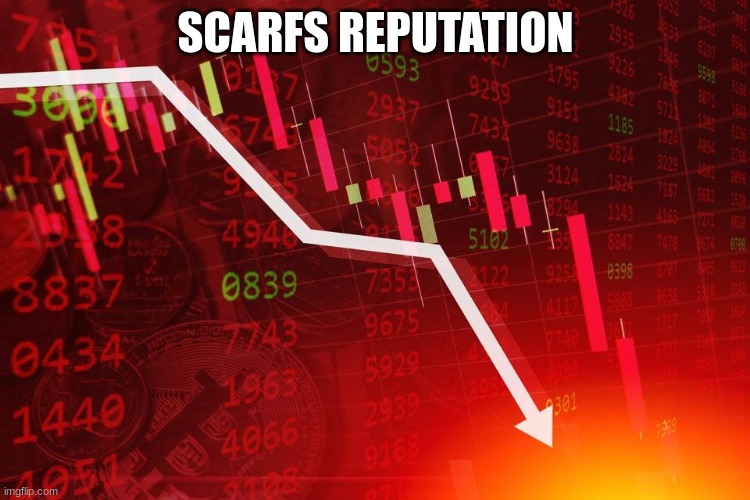 stock market | SCARFS REPUTATION | image tagged in stock market | made w/ Imgflip meme maker
