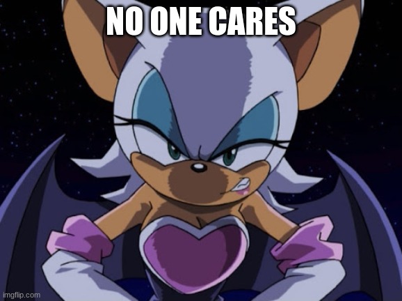 Angry Rouge | NO ONE CARES | image tagged in angry rouge | made w/ Imgflip meme maker