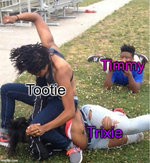 Trixie vs Tootie | Timmy; Tootie; Trixie | image tagged in guy recording a fight,the fairly oddparents,nickelodeon,shipping wars | made w/ Imgflip meme maker