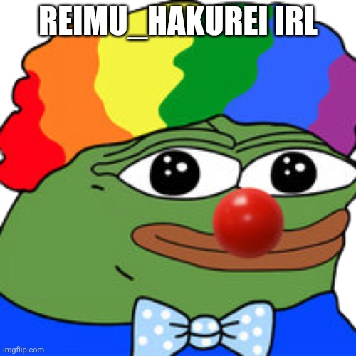 clown pepe | REIMU_HAKUREI IRL | image tagged in clown pepe | made w/ Imgflip meme maker