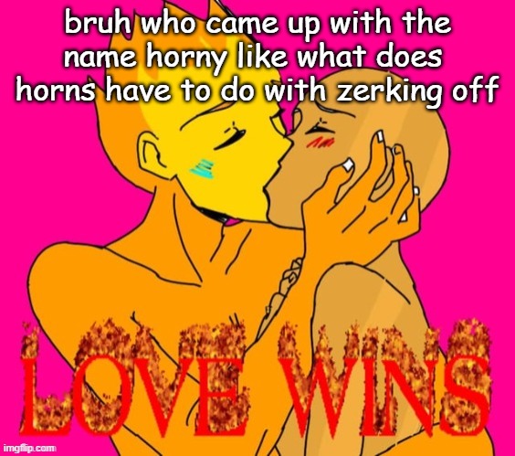 fireoiny (thanks malc2k!!!!!) | bruh who came up with the name horny like what does  horns have to do with zerking off | image tagged in fireoiny thanks malc2k | made w/ Imgflip meme maker