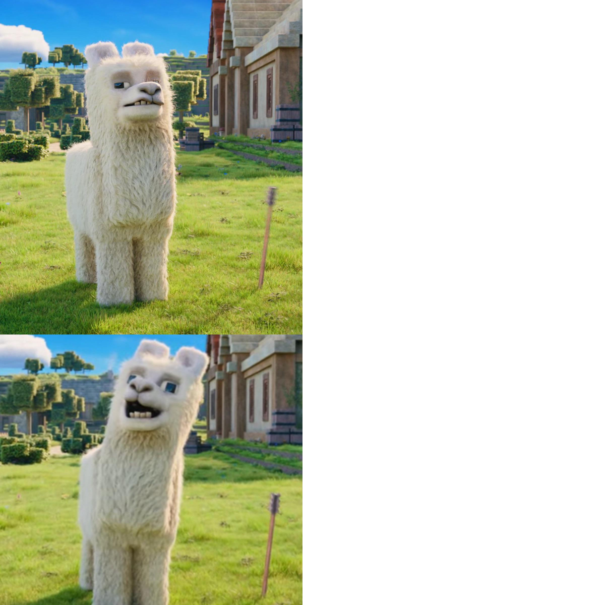 Minecraft Movie Llama Blank Meme Template