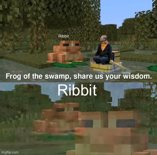 Wisdom of the day | Ribbit; Ribbit | image tagged in frog of the swamp share us your wisdom | made w/ Imgflip meme maker