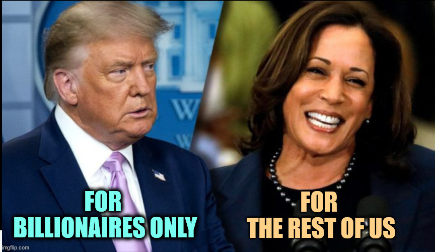 Billionaires vs the rest of us | FOR 
BILLIONAIRES ONLY; FOR 
THE REST OF US | image tagged in harris vs trump,billionaire,tax cuts for the rich,democracy,kamala harris,trump | made w/ Imgflip meme maker