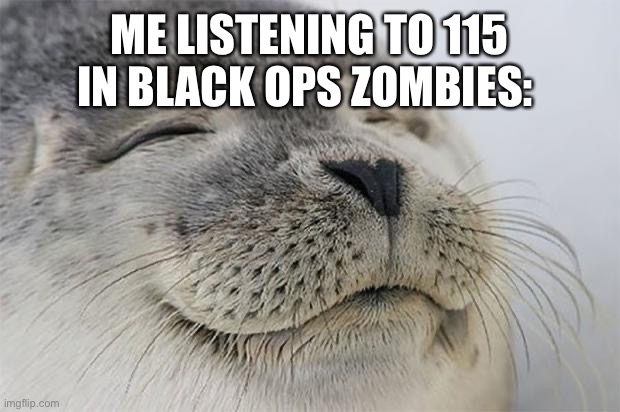 Satisfied Seal | ME LISTENING TO 115 IN BLACK OPS ZOMBIES: | image tagged in memes,satisfied seal | made w/ Imgflip meme maker