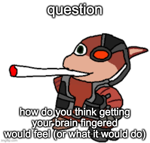 grox with a fat blunt | question; how do you think getting your brain fingered would feel (or what it would do) | image tagged in grox with a fat blunt | made w/ Imgflip meme maker