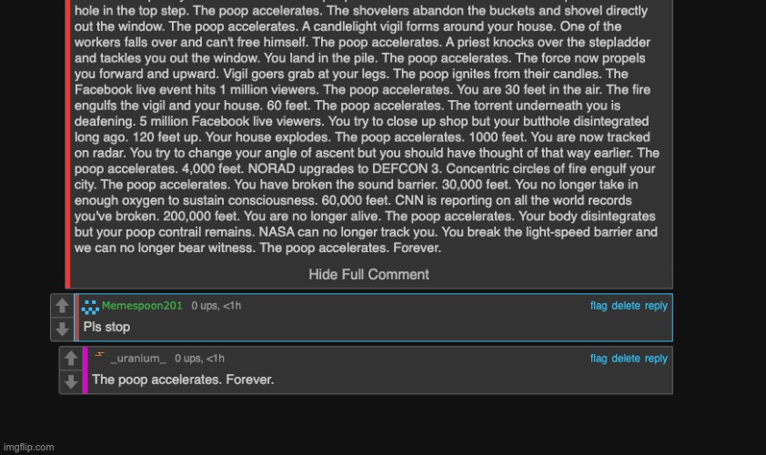 The poop accelerates. Forever. | image tagged in the poop accelerates forever | made w/ Imgflip meme maker