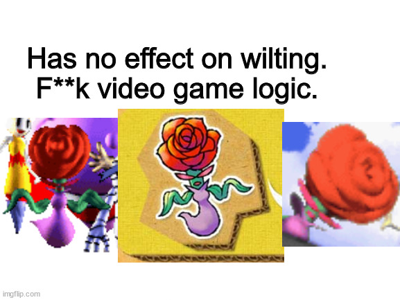 The problem with Yoshi topsy-turvy part 2 | Has no effect on wilting. F**k video game logic. | image tagged in blank white template,yoshi,something's wrong i can feel it | made w/ Imgflip meme maker