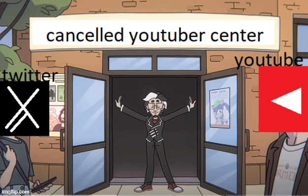 Cancelled youtuber center -  Chalkeaters meme | image tagged in cancelled youtuube center - chalkeaters meme | made w/ Imgflip meme maker