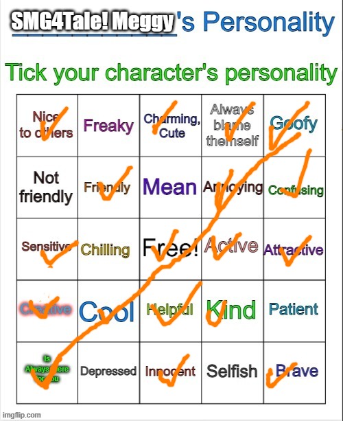 SMG4Tale! Meggy's personality note: whos this? | SMG4Tale! Meggy | image tagged in character/ocs personality bingo,smg4,smg4tale meggy | made w/ Imgflip meme maker