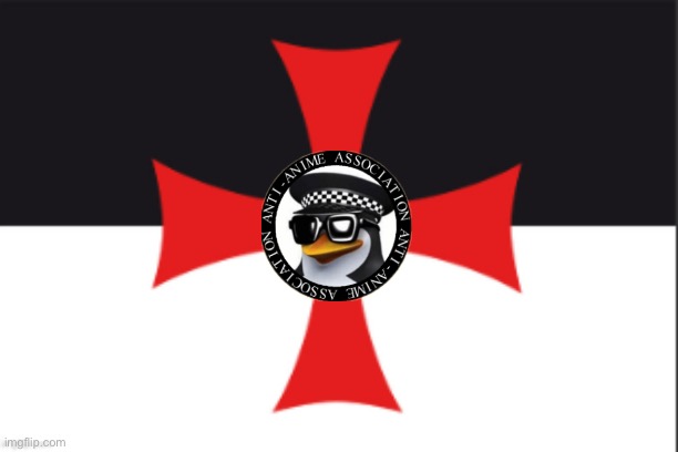 Anti anime association crusader flag | image tagged in the crusader flag | made w/ Imgflip meme maker