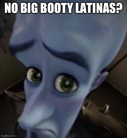 megamind no b | NO BIG BOOTY LATINAS? | image tagged in megamind no b | made w/ Imgflip meme maker