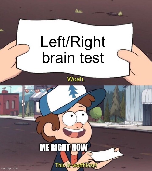 Gravity Falls Meme | Left/Right brain test ME RIGHT NOW | image tagged in gravity falls meme | made w/ Imgflip meme maker