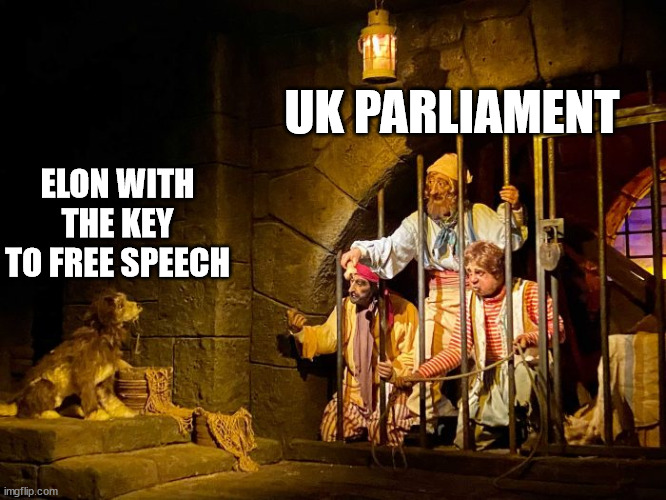 elon with the key to free speech | UK PARLIAMENT; ELON WITH THE KEY TO FREE SPEECH | image tagged in elon musk | made w/ Imgflip meme maker